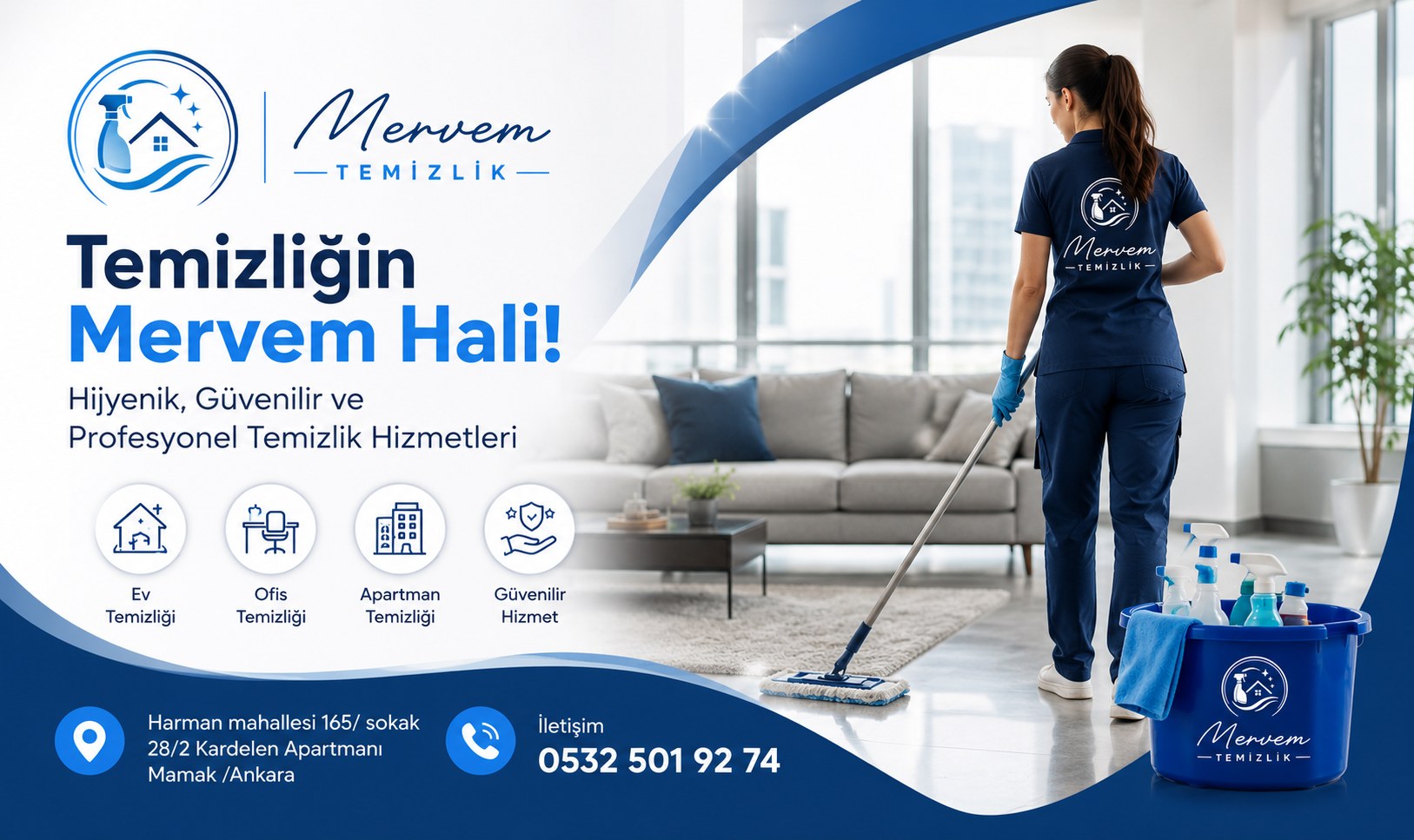 Mervem Temizlik — Hijyenik, Güvenilir ve Profesyonel Temizlik Hizmetleri | Ev, Ofis, Apartman Temizliği | Ankara